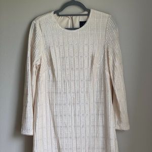 Adrianna Papell White Pleat Metallic Velvet Dress